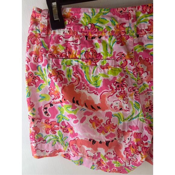 Lilly Pulitzer shorts size 4 small pink tigers flowers rn#88189 - Picture 4 of 8